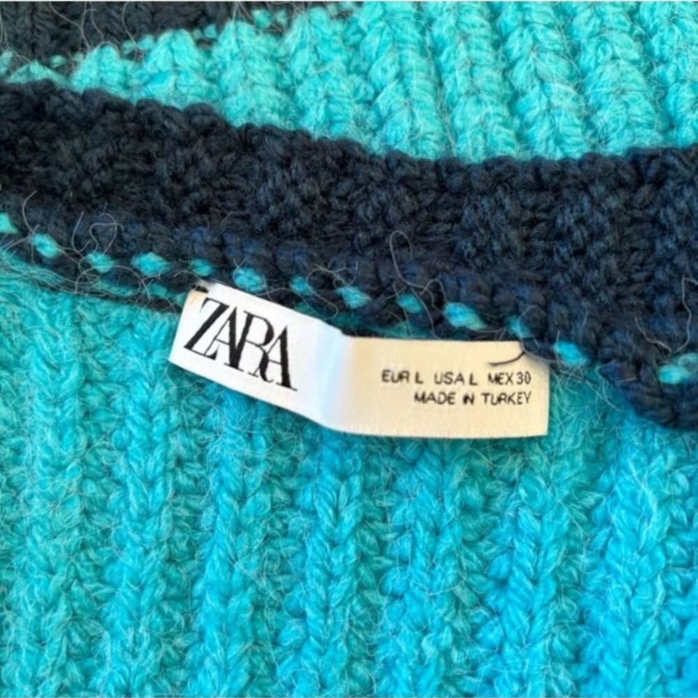 Zara Open Knit Vest Top Blue EUC - Picture 6 of 6